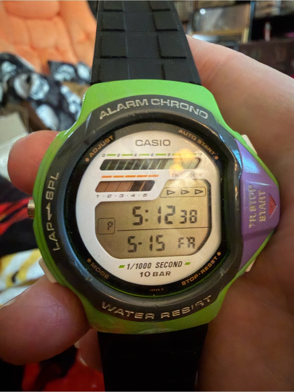 Vintage 1992 Casio SKX-1000 Purple/Green Digital Watch